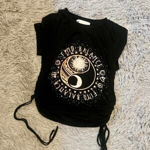 Witchy Celestial Earthy Hippie Bohemian Ying Yang Metaphysical Vibes Cinched Top